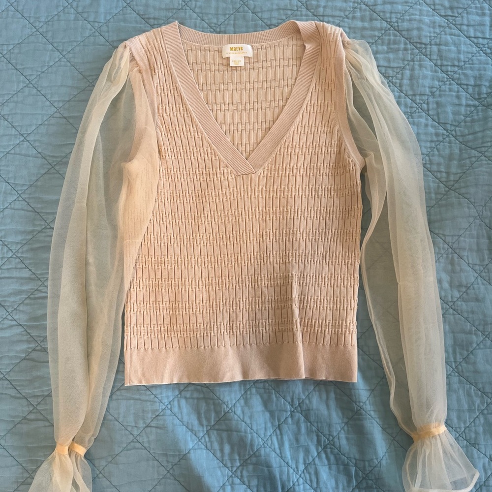 Anthropologie Maeve Textured Knit Top in Cream